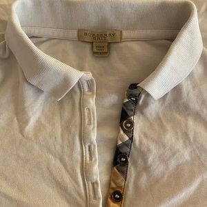 Burberry Women's 3/4 Sleeve White Polo Shirt